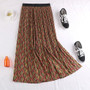 Maxi Pleated Skirt Print High Waist