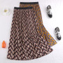 Maxi Pleated Skirt Print High Waist