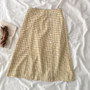 Plaid Midi Slit High Waist Skirt