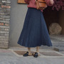 Elegant Suede Pleated Midi Skirt