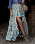 Boho Print Elastic Waist Gypsy Ethnic Skirt