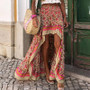 Boho Print Elastic Waist Gypsy Ethnic Skirt