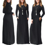 Casual Elegant Solid O-neck Long Sleeve Long Maxi Dress