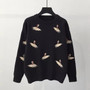 Embroidery Women O-Neck Loose Pullovers Sweater