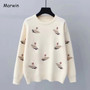 Embroidery Women O-Neck Loose Pullovers Sweater