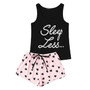 Letter Print Top Drawstring Waist Shorts Pajama Set