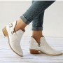Women Low Heel Shoes Buckle Clog Heels Casual Slip On Ankle Boots