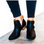 Women Low Heel Shoes Buckle Clog Heels Casual Slip On Ankle Boots