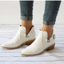 Women Low Heel Shoes Buckle Clog Heels Casual Slip On Ankle Boots