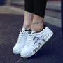 Casual Ladies Lace-up Breathable Walking Canvas Graffiti Flat Sneakers