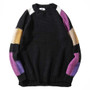 Autumn Color Block Cotton Retro Vintage Loose Sweater