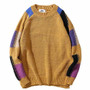 Autumn Color Block Cotton Retro Vintage Loose Sweater