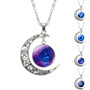 Lovely Glass Galaxy Moon Chain Necklace