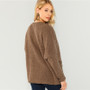 Brown Open Front Faux Fur Warm Winter Coat