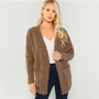 Brown Open Front Faux Fur Warm Winter Coat