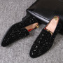 Rhinestone Dandelion Spikes Flat Leather Men's Shoes