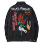 Denim Black Rose Embroidery Denim Jacket