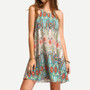 Sleeveless Casual Floral Printed Short Chiffon Bohemian (Boho) Dress