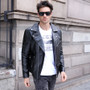 Winter Casual Mens Leather Jacket Motorcycle Style