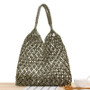 Solid Woven Straw Handbag