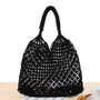 Solid Woven Straw Handbag