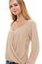 Solid Surplice Long Sleeve Blouse