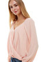Solid Surplice Long Sleeve Blouse