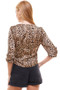 Leopard Print Surplice Wrap Long Sleeve Blouse