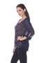 Sheer V-neck Top with Floral Embroidery