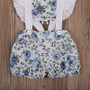 Floral Romper Short Sleeve Jumpsuit fpr Baby Girls