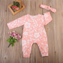 Cute Floral Jumpsuit with Headband Romper for Baby Girl