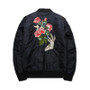 Flower Rose Embroidery Cotton Padded Bomber Jacket