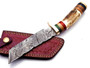 10'' Handmade Damascus Steel Hunting knife Handle Deer Antler w leather Sheath