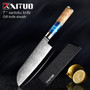 XITUO Kitchen Knives-Set Damascus Steel VG10 Chef Knife Cleaver Paring Bread Knife Blue Resin and Color Wood Handle Cooking Tool