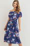 CAROL Floral Blue Midi Dress