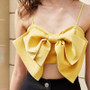 Spaghetti Bowknot Ruched Crop Top