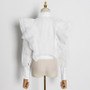 White Turtleneck Lantern Blouse