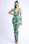 Tropical Printed Jumpsuit With Matching Mask