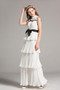 ROBIN cascade ruffled pleated gown in white