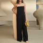 Off-shoulder wide-leg holiday jumpsuit