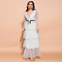 AVIS Cascading Ruffles polka dot gown