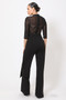 Deep V-neck Mesh See Through W/ Crotchet Jumpsuit