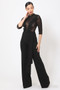 Deep V-neck Mesh See Through W/ Crotchet Jumpsuit