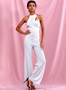 Asymmetric white jumpsuit