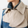 Lapel denim jacket with white patchwork