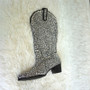 Rhinestones embellished mid-boots