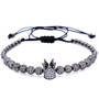 New Zircon Bracelets Men Jewelry Cubic Micro Pave CZ Crown Charm & 4mm Round Beads Braided Macrame Bracelet pulseira feminina