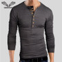 Men's V-Neck Cotton T-Shirts Slim Long Sleeve