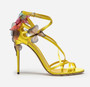 Summer yellow black sandals women butterfly flowers embellished high heels strappy 2018 sexy wedding shoes zapatos mujer