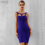 Women Bandage Dress New Arrival Pink Celebrity Party Dress Spaghetti Strap Hollow Out Runway Dresses